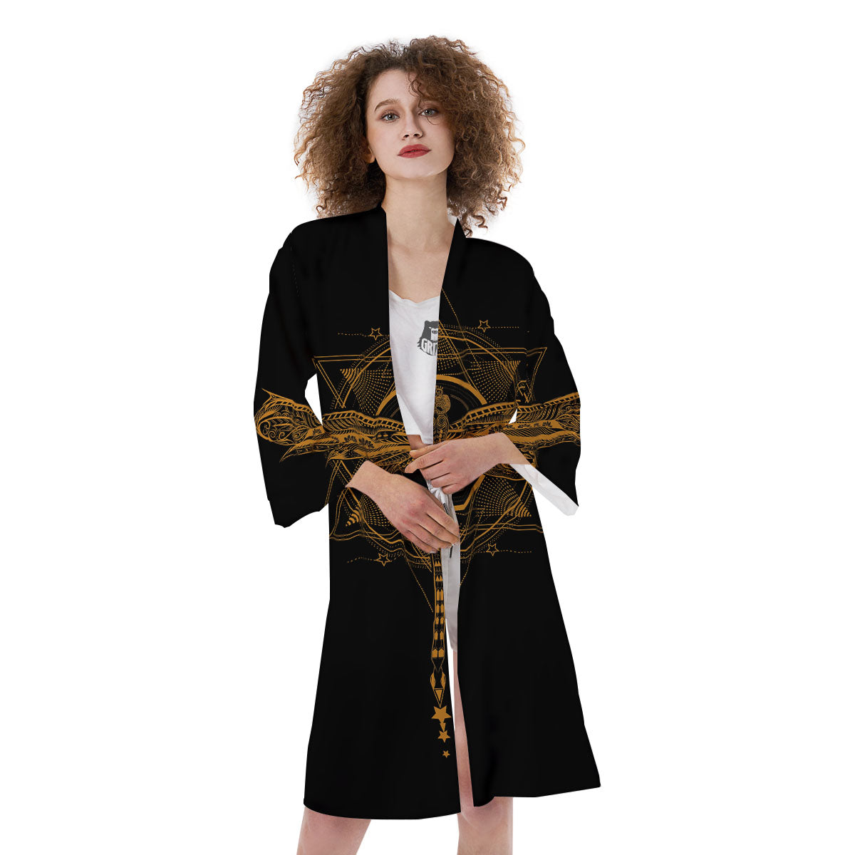 Dragonfly Boho Gold Print Kimono-grizzshop