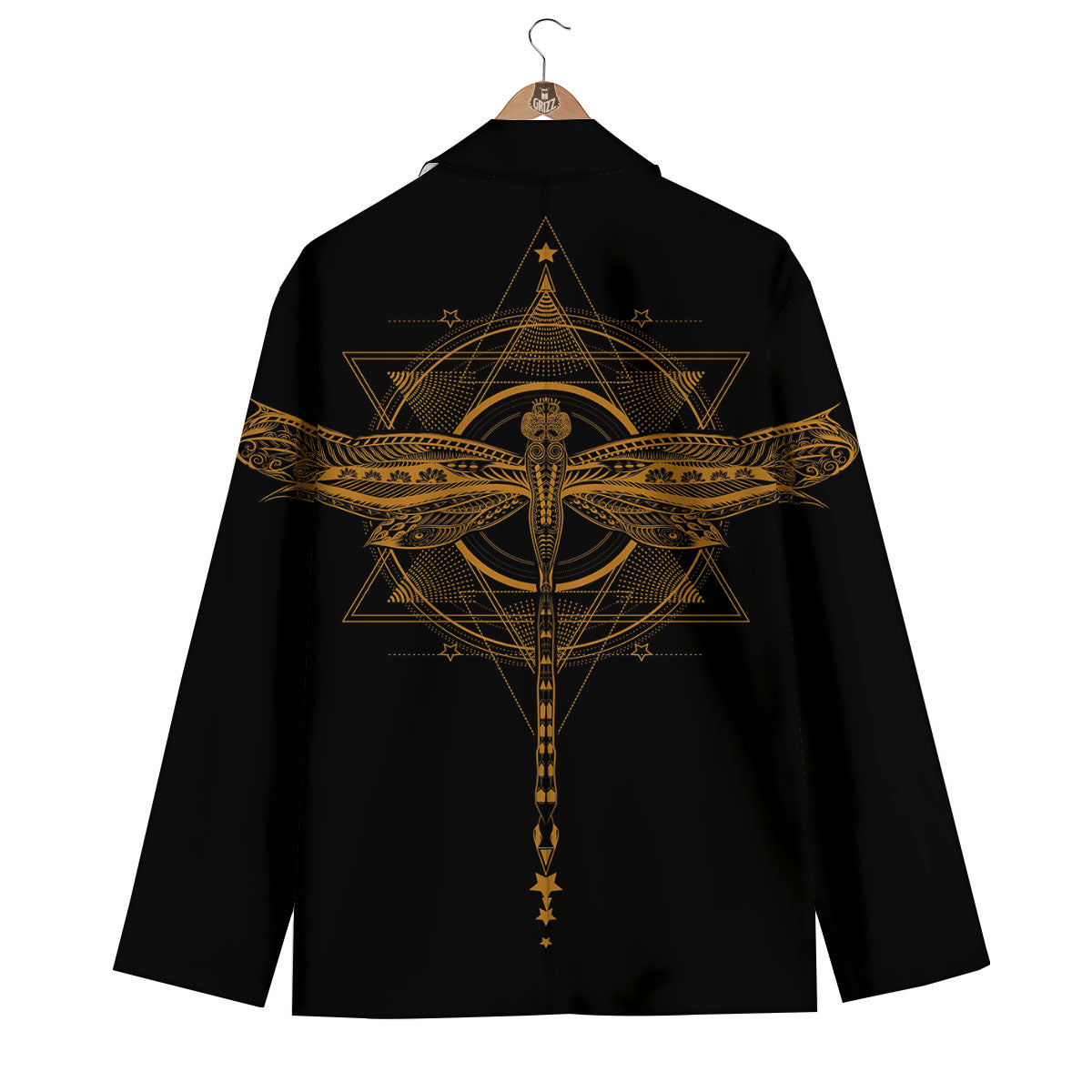 Dragonfly Boho Gold Print Men's Blazer-grizzshop
