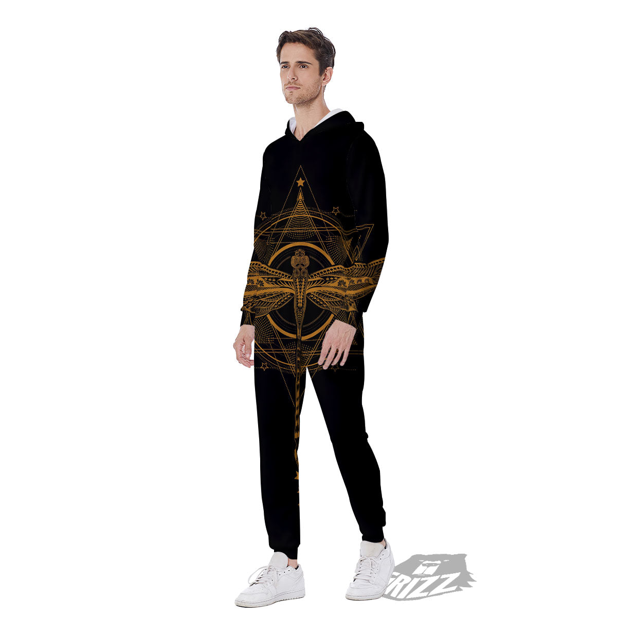 Dragonfly Boho Gold Print Men's Jumpsuit-grizzshop
