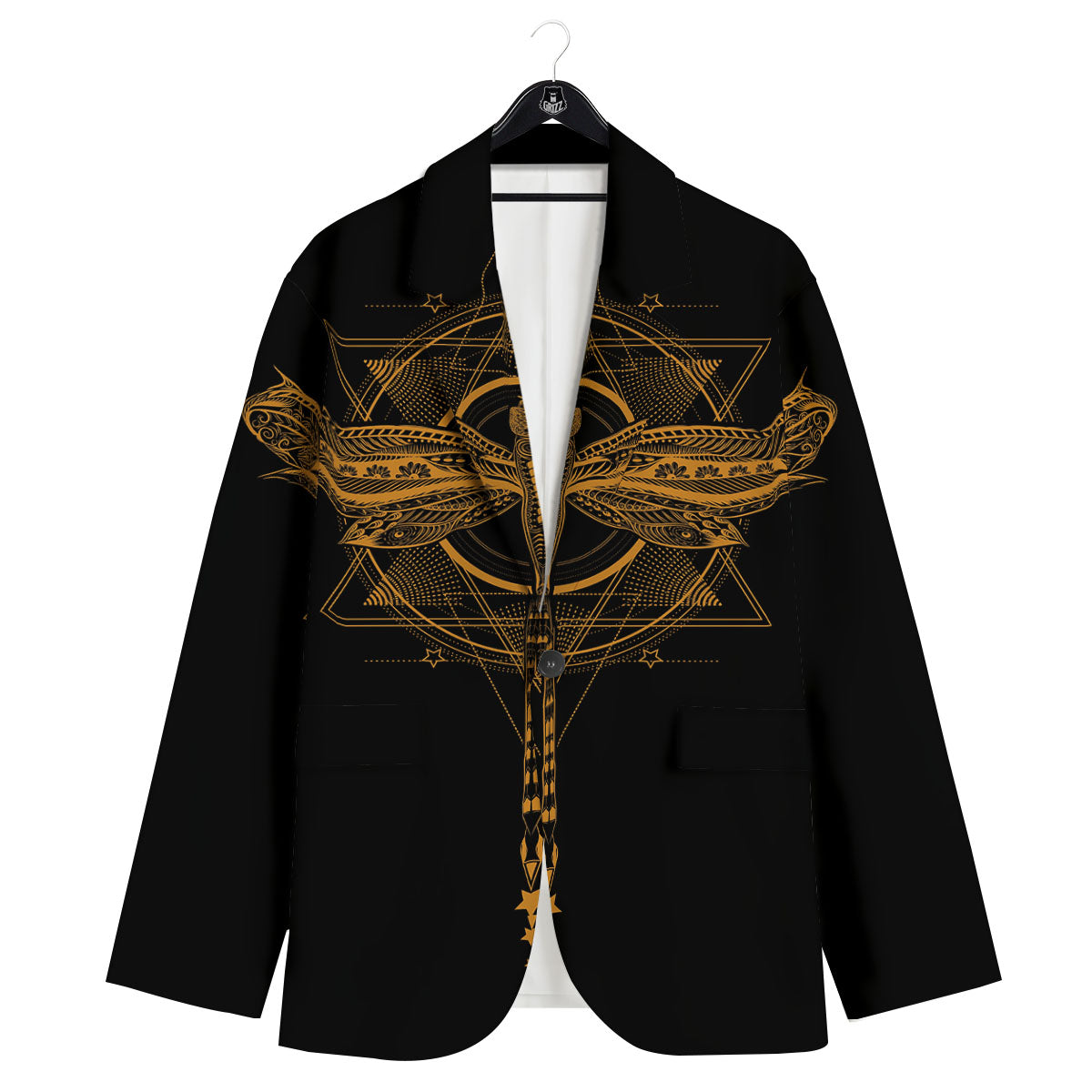 Dragonfly Boho Gold Print Men's Sport Coat-grizzshop