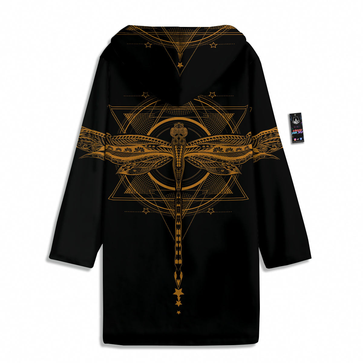 Dragonfly Boho Gold Print Men's Windbreaker Jacket-grizzshop