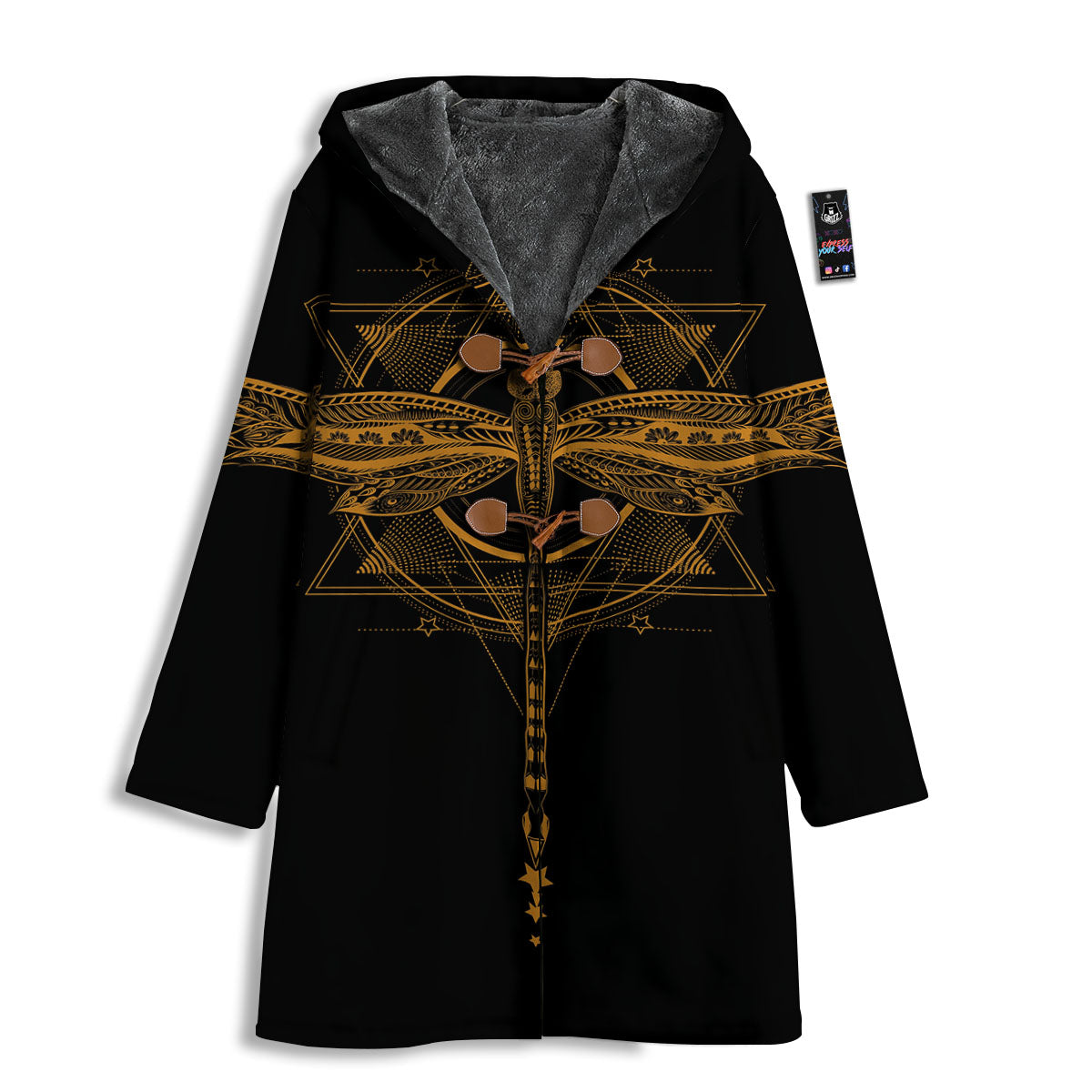 Dragonfly Boho Gold Print Men's Windbreaker Jacket-grizzshop