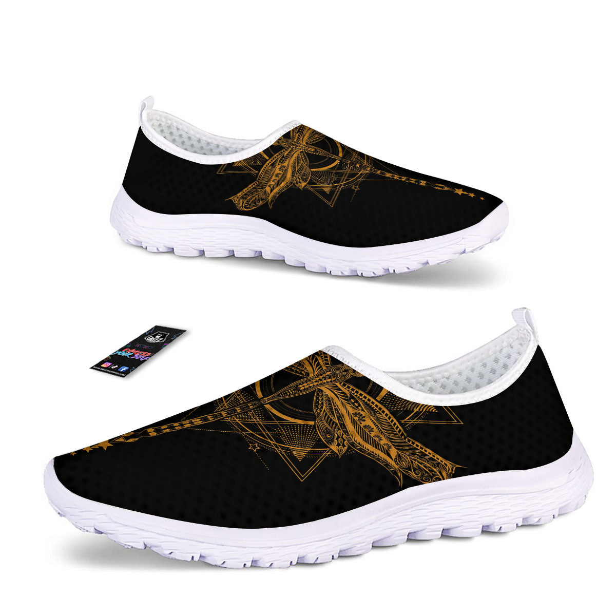 Dragonfly Boho Gold Print Nurse Shoes-grizzshop