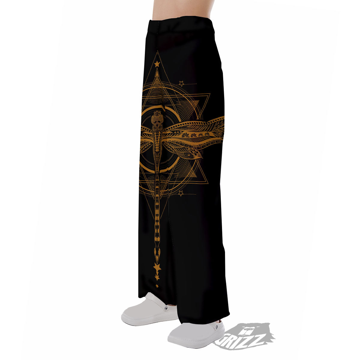 Dragonfly Boho Gold Print Pajama Pants-grizzshop