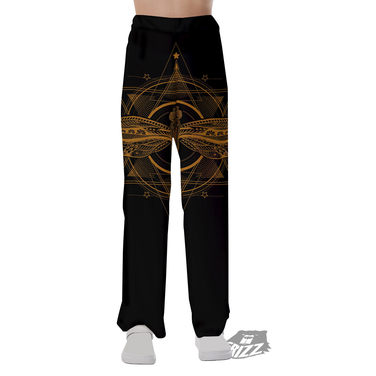 Dragonfly Boho Gold Print Pajama Pants-grizzshop