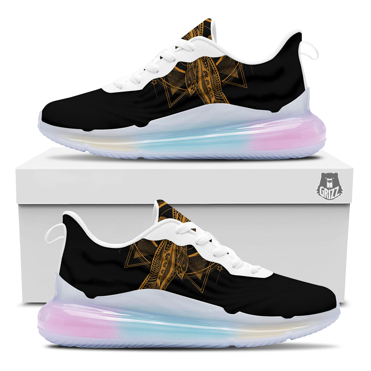 Dragonfly Boho Gold Print Running Sneakers-grizzshop