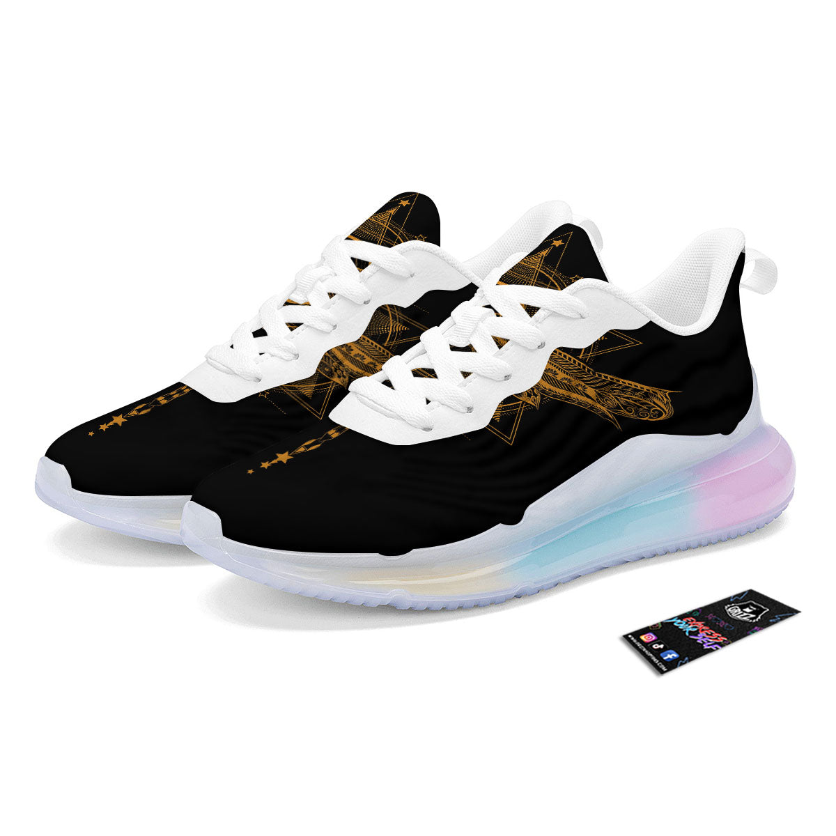 Dragonfly Boho Gold Print Running Sneakers-grizzshop
