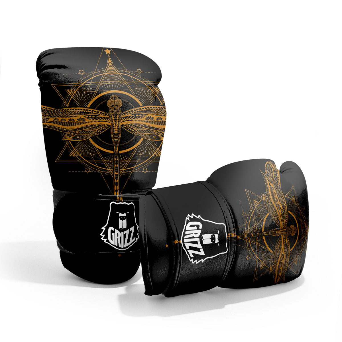 Dragonfly Boho Gold Print Pro Boxing Glove