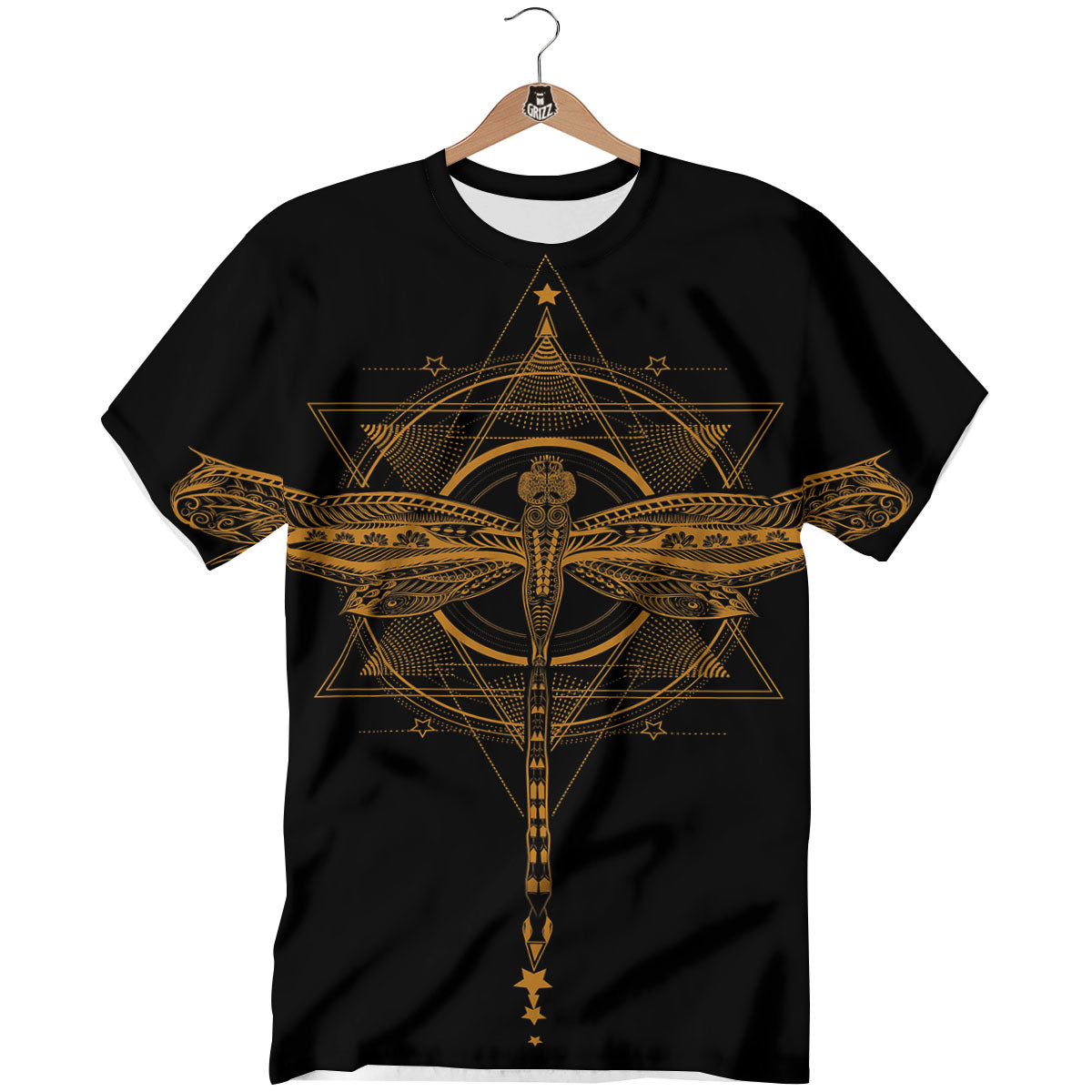 Dragonfly Boho Gold Print T-Shirt-grizzshop