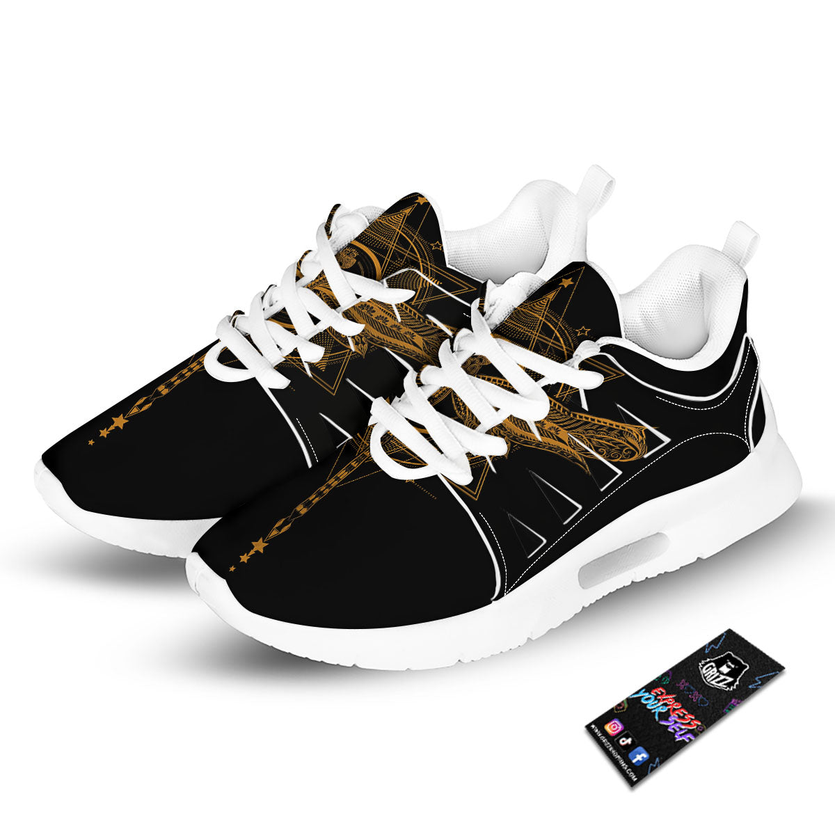 Dragonfly Boho Gold Print Tennis Shoes-grizzshop