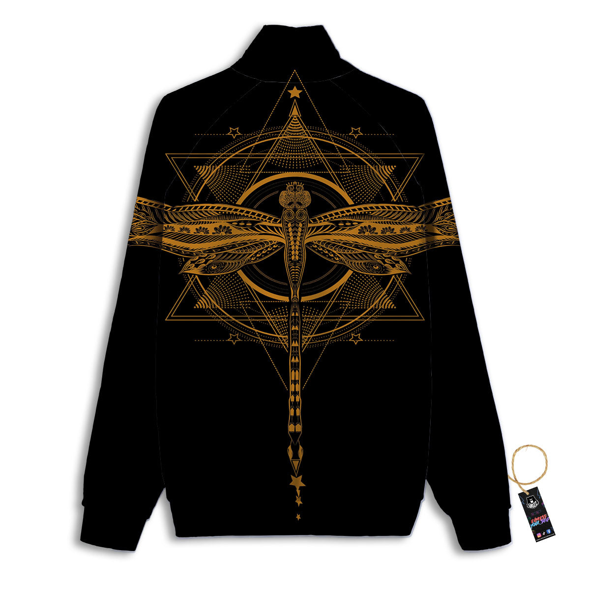 Dragonfly Boho Gold Print Track Jacket-grizzshop