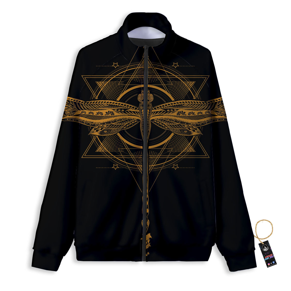 Dragonfly Boho Gold Print Track Jacket-grizzshop