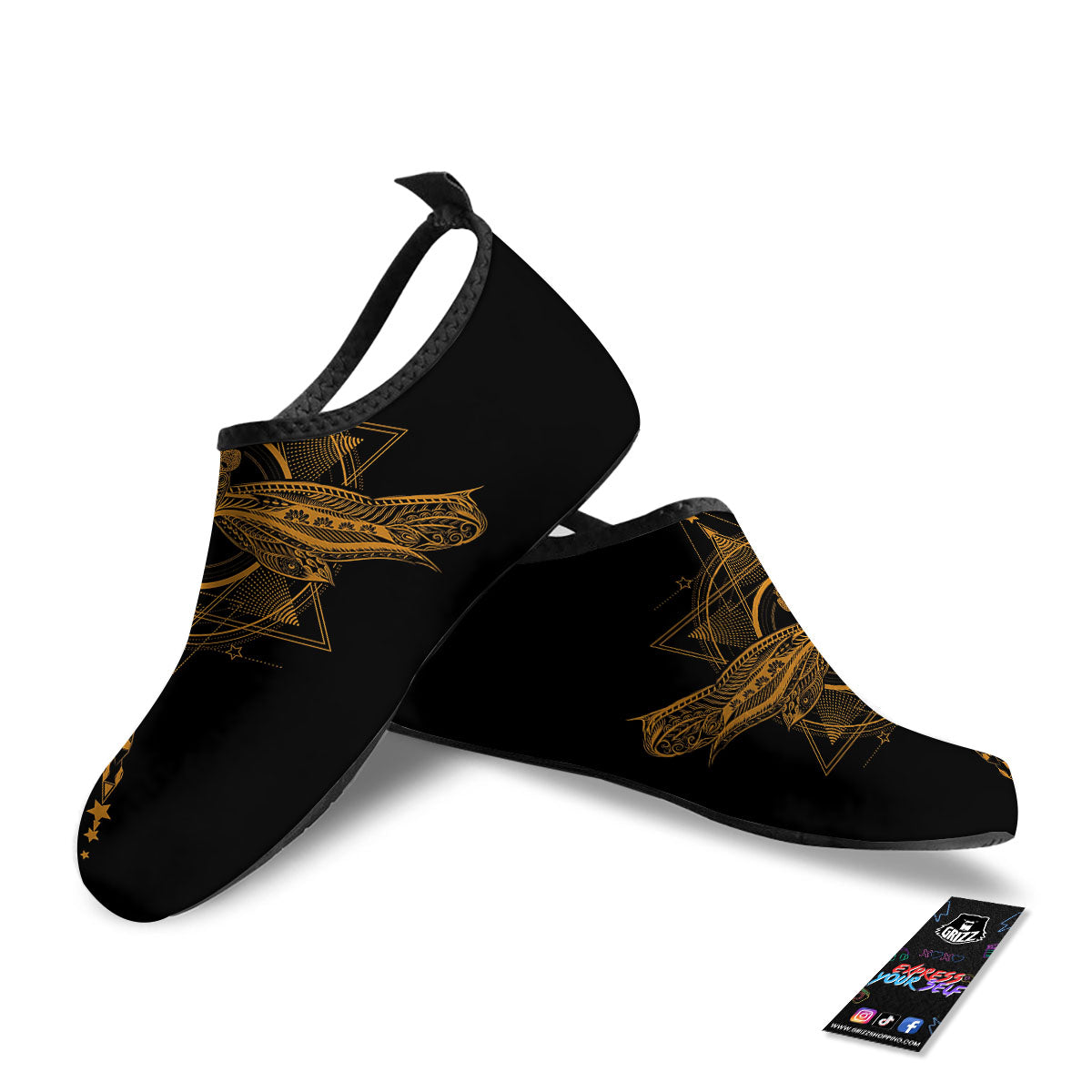 Dragonfly Boho Gold Print Water Shoes-grizzshop