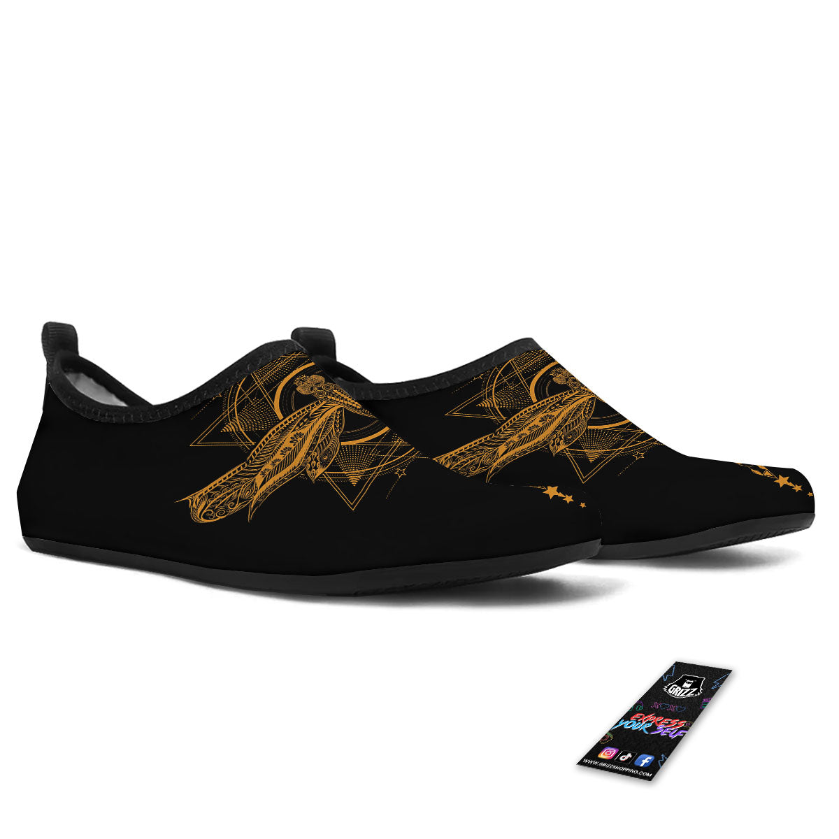 Dragonfly Boho Gold Print Water Shoes-grizzshop