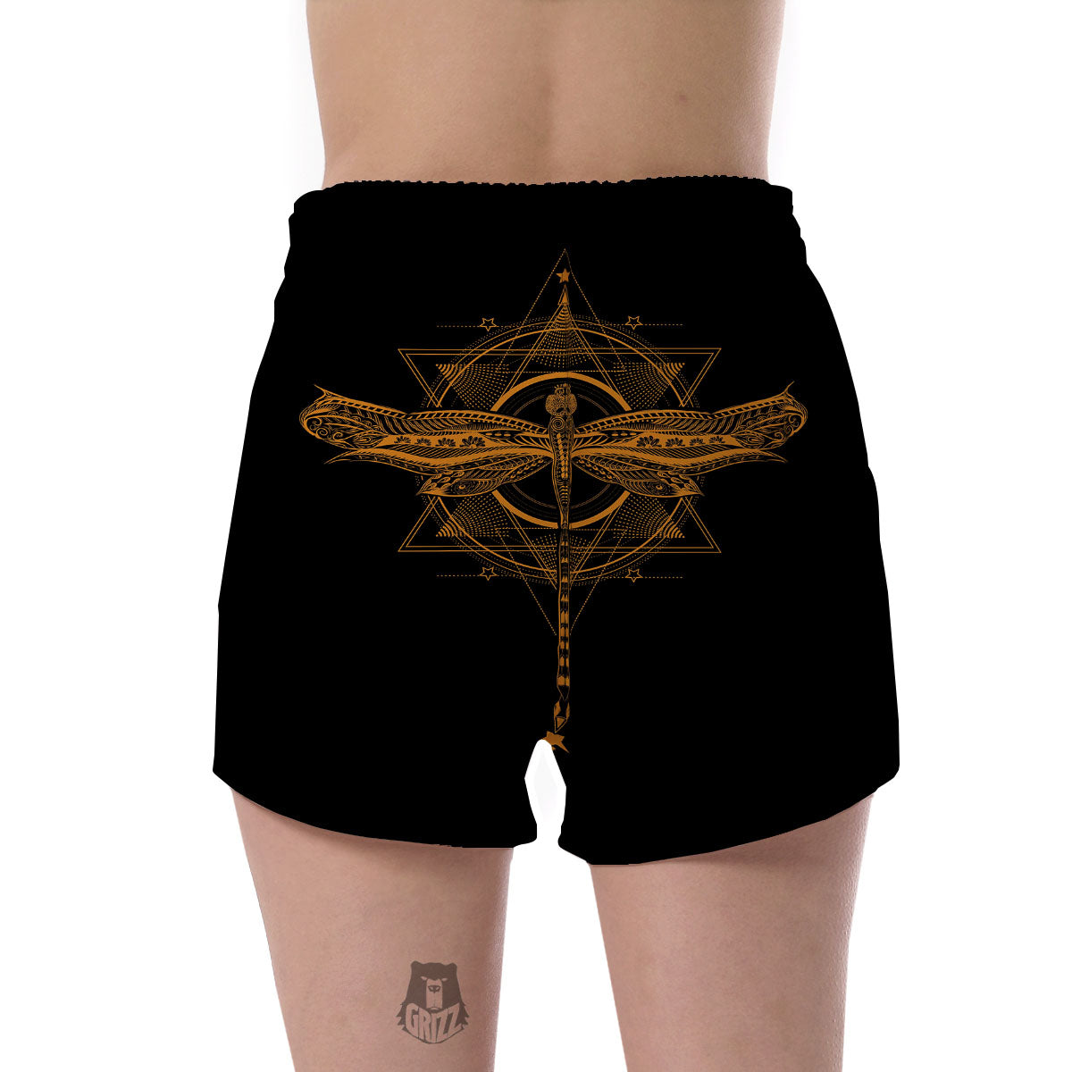 Dragonfly Boho Gold Print Women's Shorts-grizzshop
