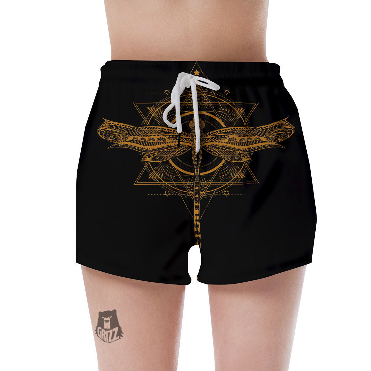 Dragonfly Boho Gold Print Women's Shorts-grizzshop