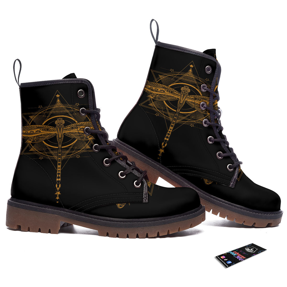 Dragonfly Boho Gold Print Work Boots-grizzshop
