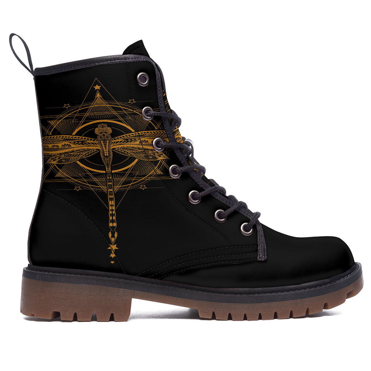 Dragonfly Boho Gold Print Work Boots-grizzshop
