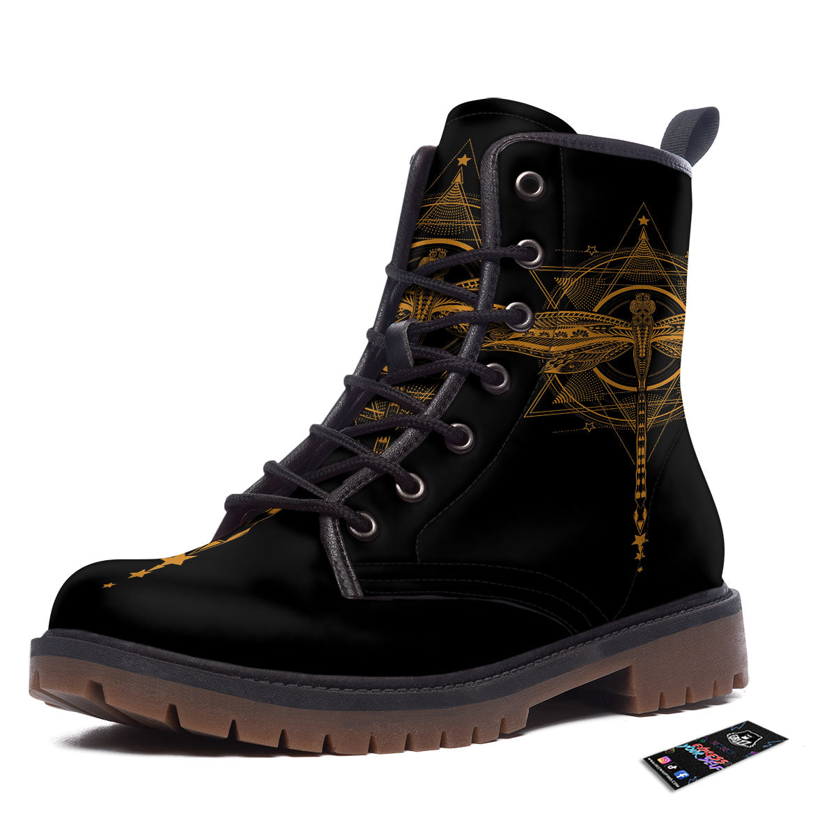 Dragonfly Boho Gold Print Work Boots-grizzshop