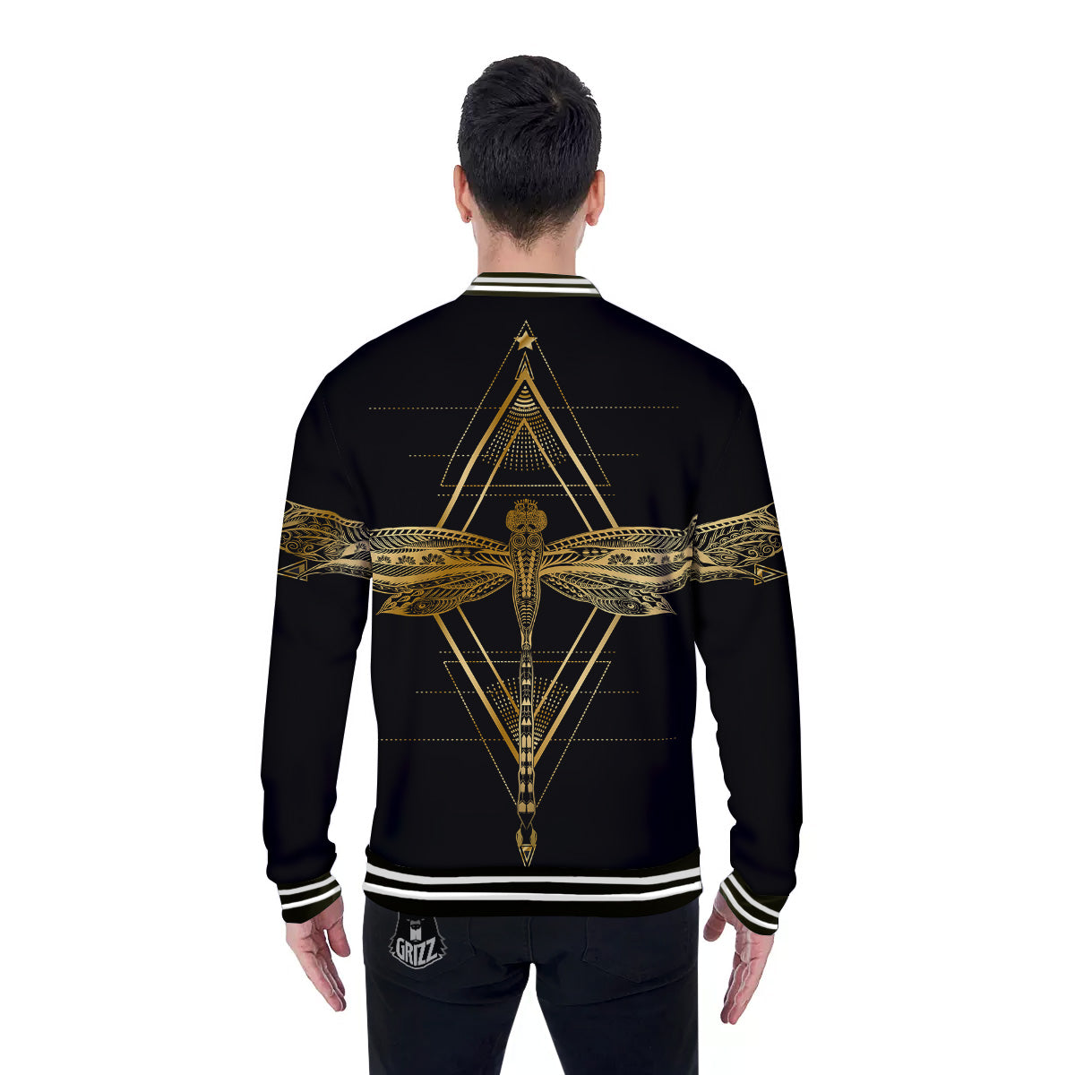 Dragonfly Boho Spiritual Print Baseball Jacket-grizzshop