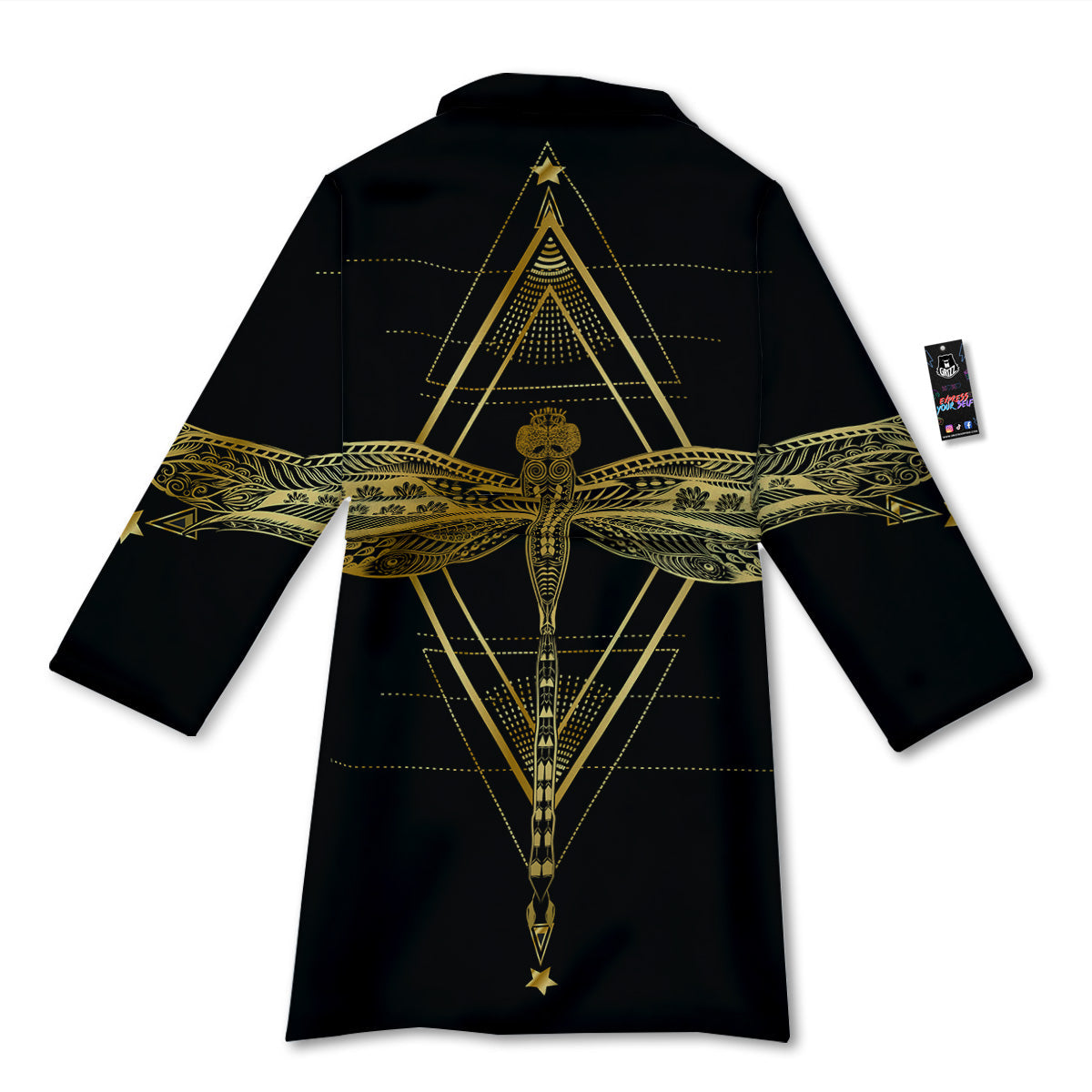 Dragonfly Boho Spiritual Print Bathrobe-grizzshop