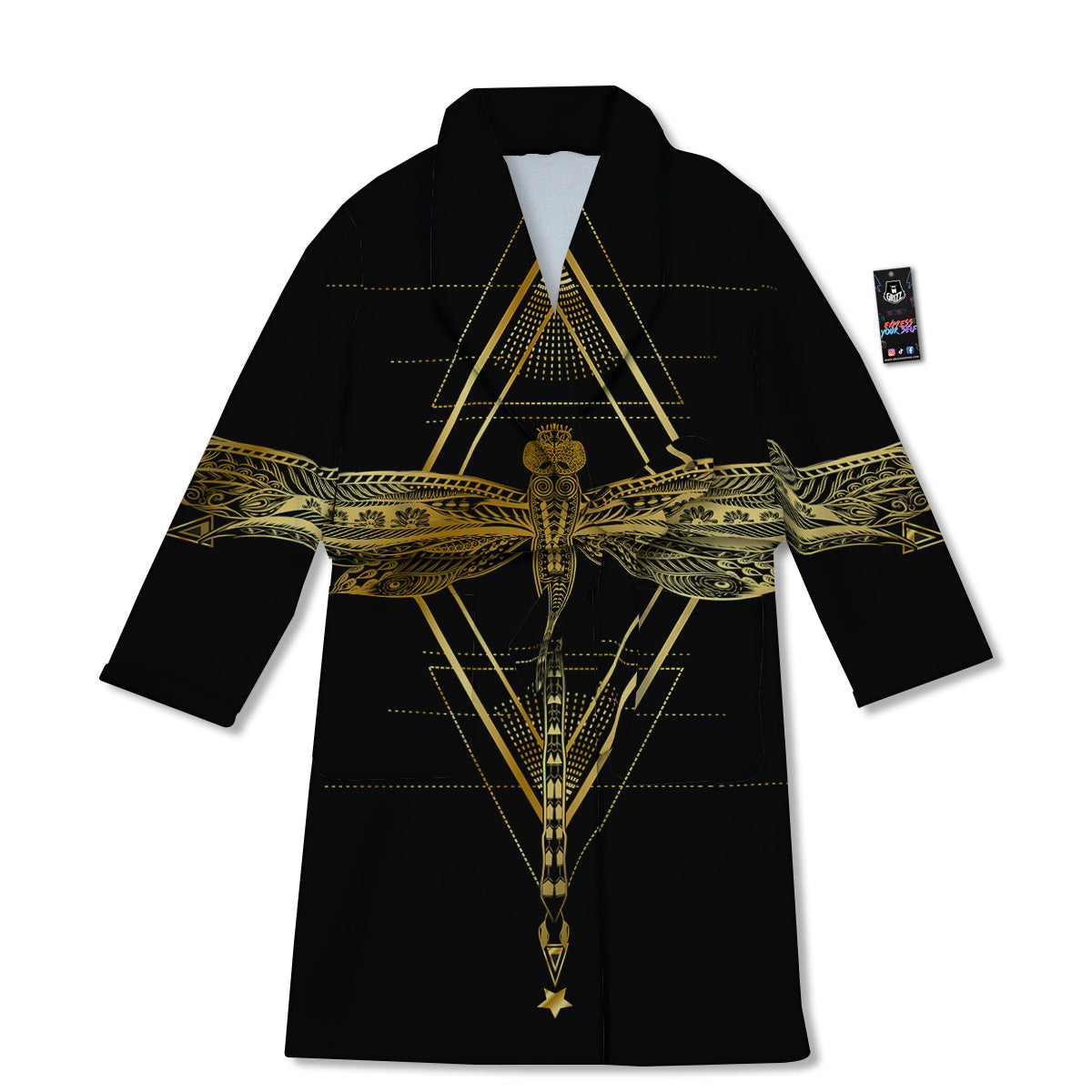 Dragonfly Boho Spiritual Print Bathrobe-grizzshop