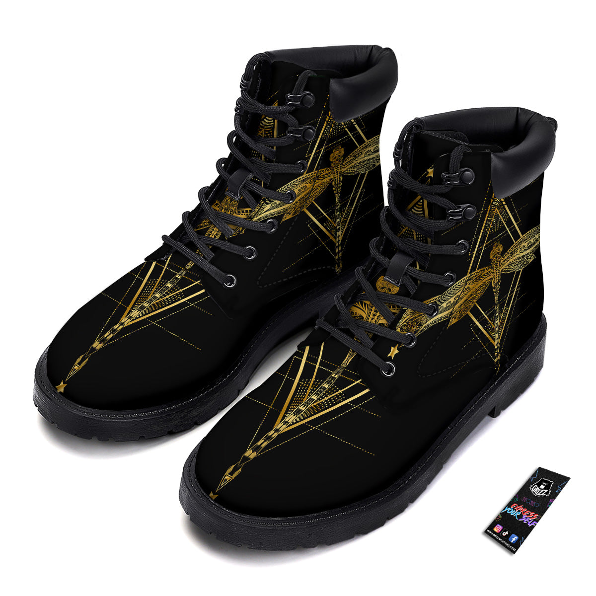 Dragonfly Boho Spiritual Print Boots-grizzshop
