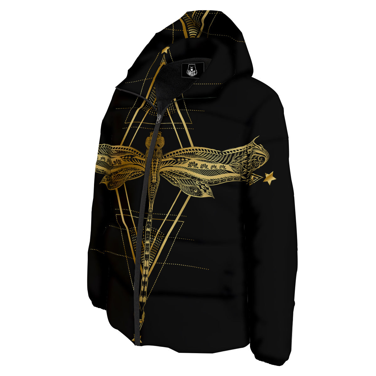 Dragonfly Boho Spiritual Print Down Jacket-grizzshop