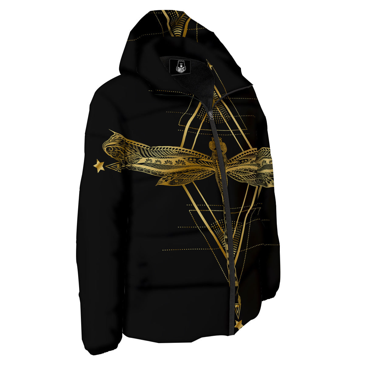 Dragonfly Boho Spiritual Print Down Jacket-grizzshop