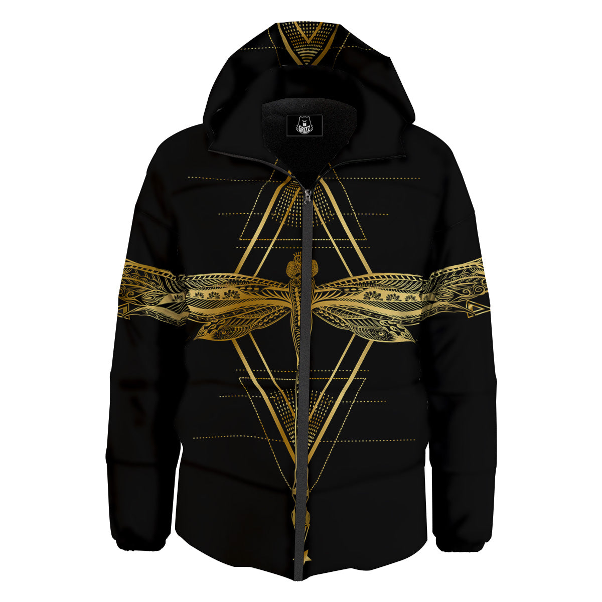 Dragonfly Boho Spiritual Print Down Jacket-grizzshop