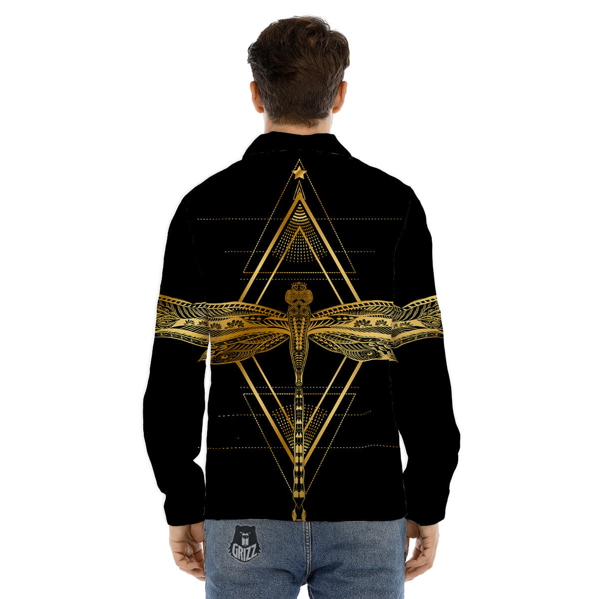 Dragonfly Boho Spiritual Print Men's Dress Shirts-grizzshop