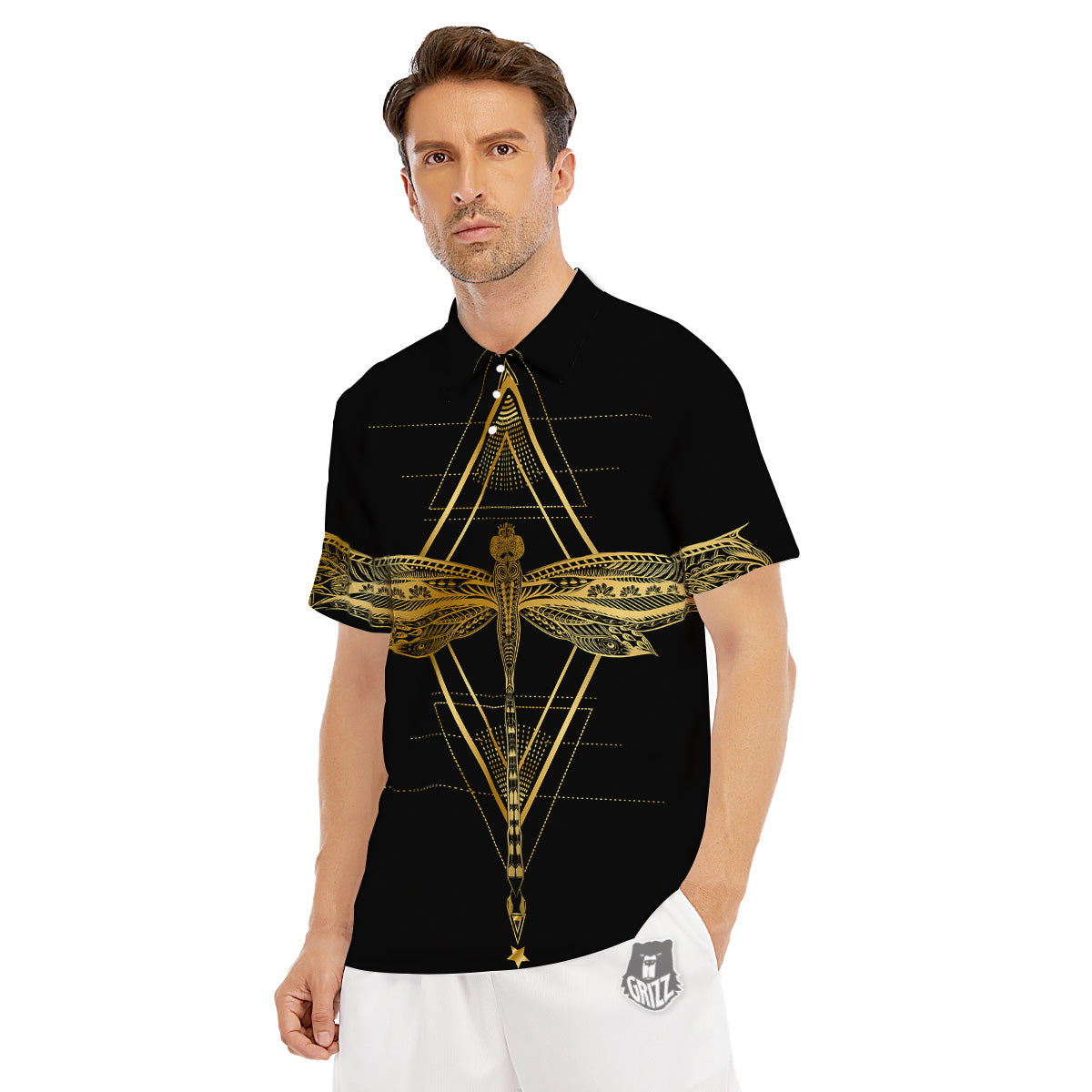Dragonfly Boho Spiritual Print Men's Golf Shirts-grizzshop