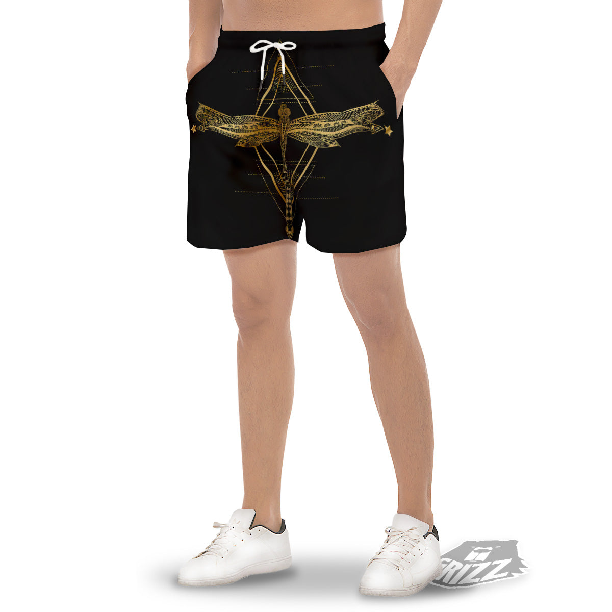 Dragonfly Boho Spiritual Print Men's Gym Shorts-grizzshop