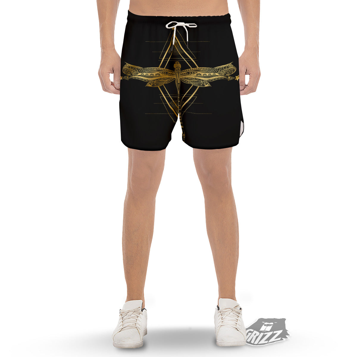 Dragonfly Boho Spiritual Print Men's Gym Shorts-grizzshop