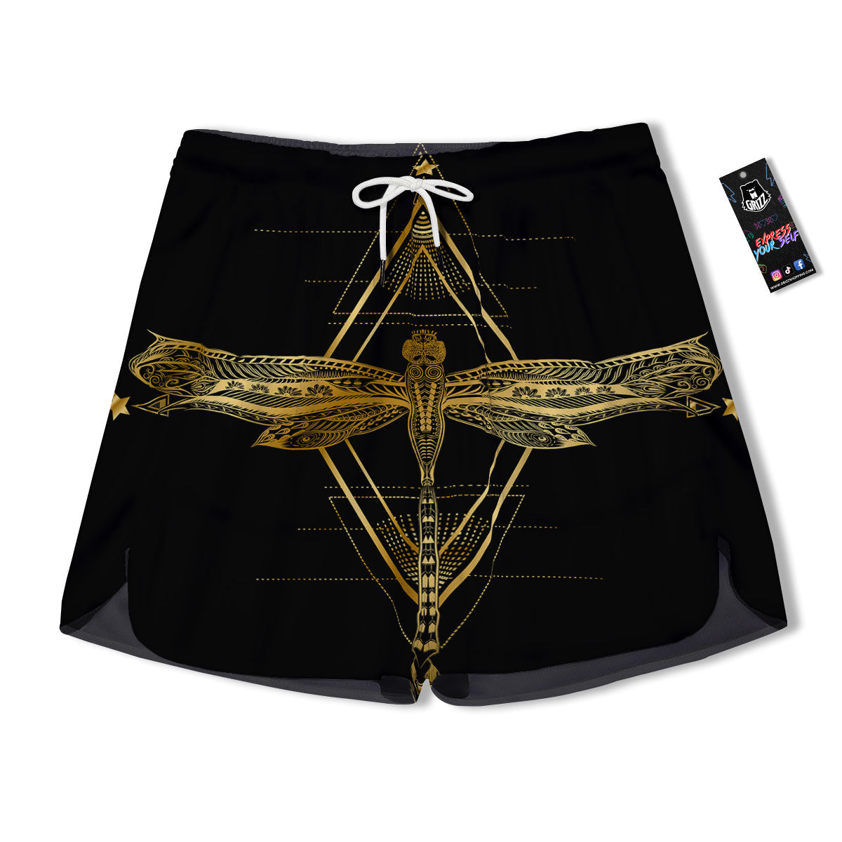 Dragonfly Boho Spiritual Print Men's Running Shorts-grizzshop