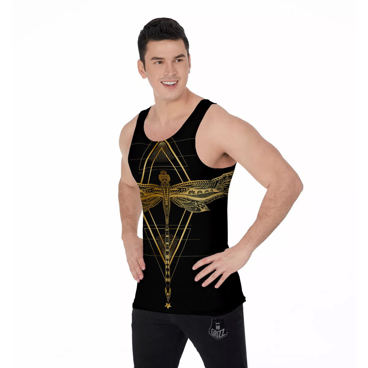 Dragonfly Boho Spiritual Print Men's Tank Top-grizzshop