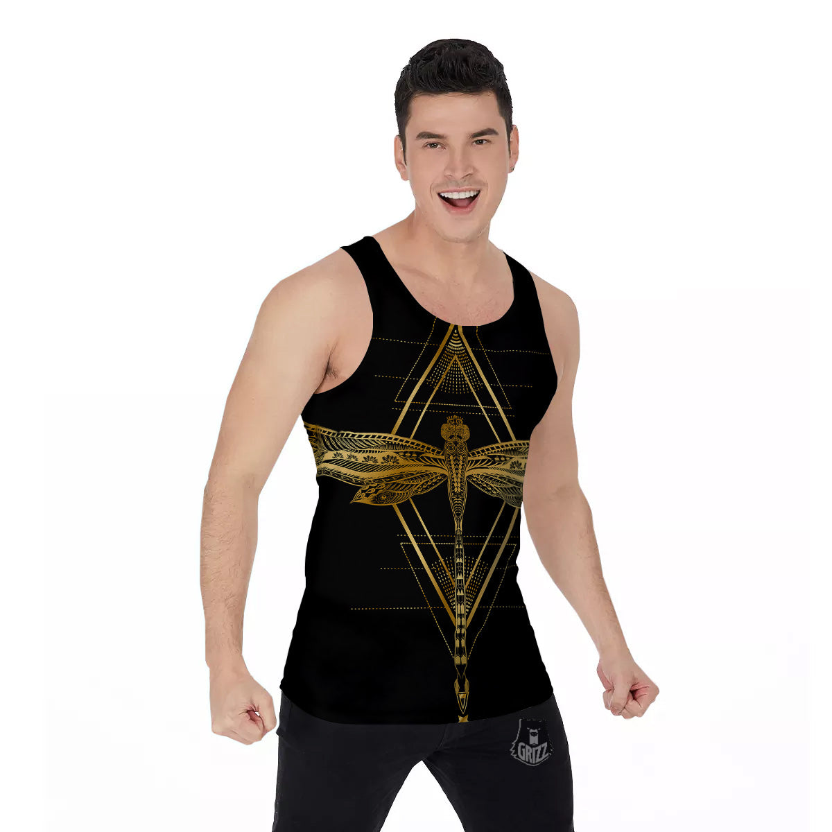 Dragonfly Boho Spiritual Print Men's Tank Top-grizzshop