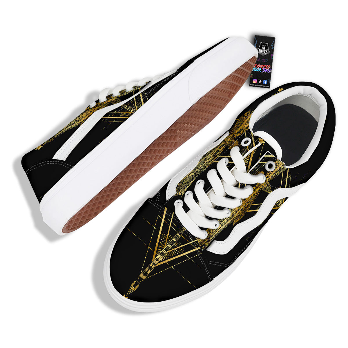 Dragonfly Boho Spiritual Print Skate Shoes-grizzshop