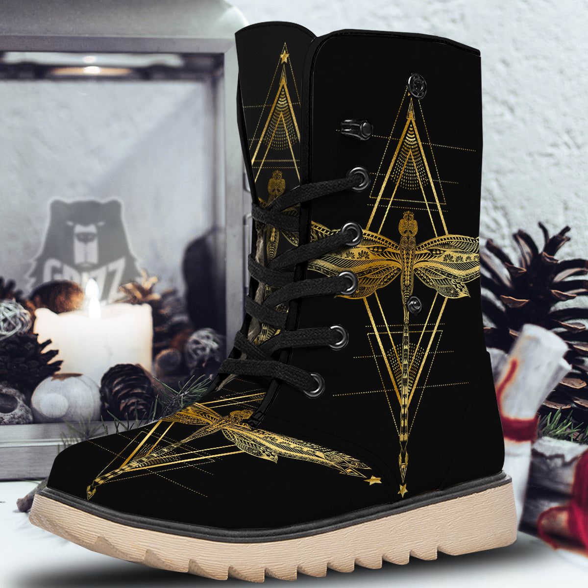 Dragonfly Boho Spiritual Print Snow Boots-grizzshop
