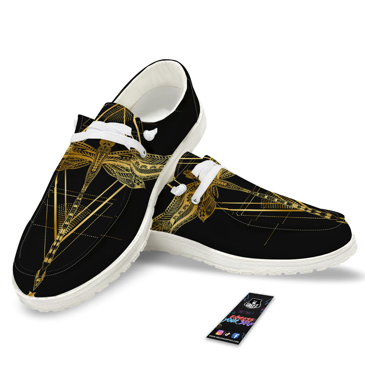 Dragonfly Boho Spiritual Print White Loafers-grizzshop