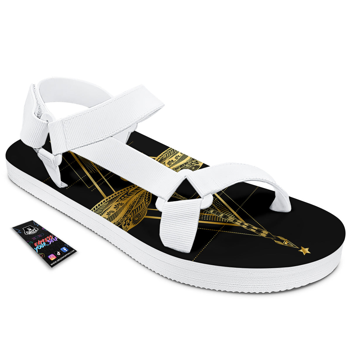 Dragonfly Boho Spiritual Print White Open Toe Sandals-grizzshop