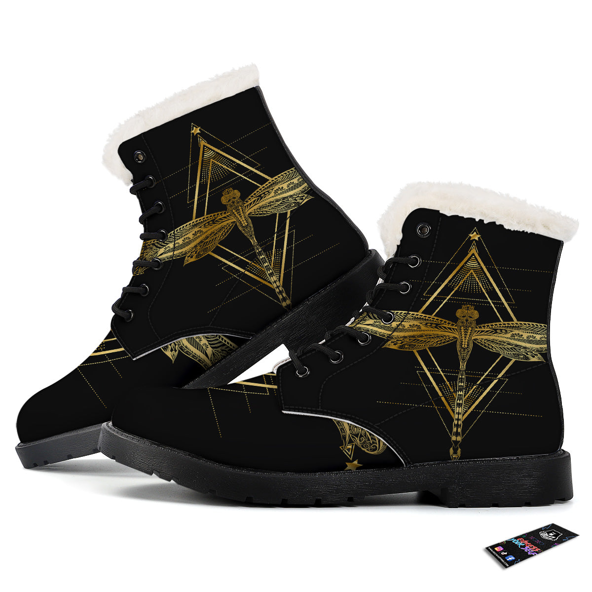 Dragonfly Boho Spiritual Print Winter Boots-grizzshop