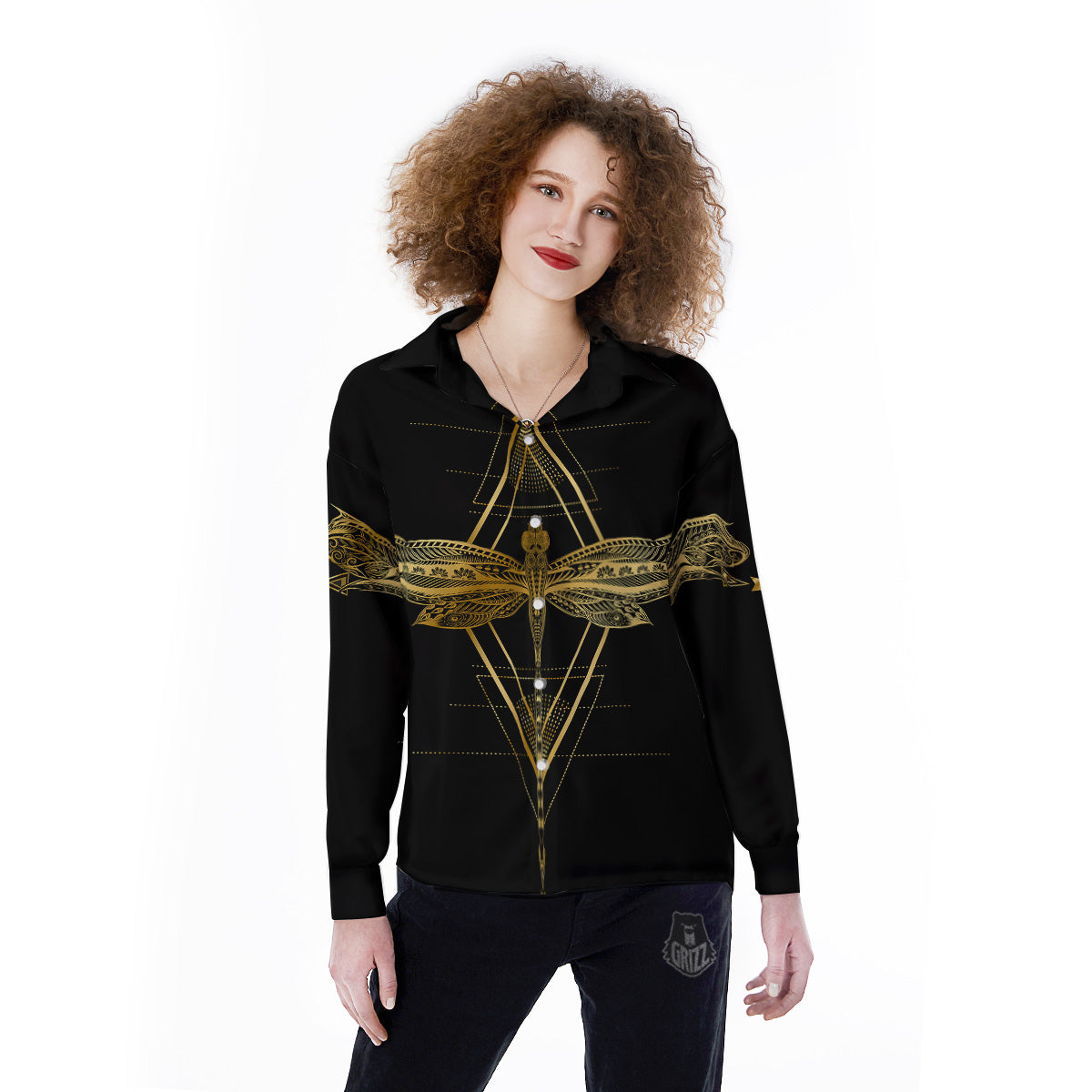 Dragonfly Boho Spiritual Print Women's Long Sleeve Shirts-grizzshop
