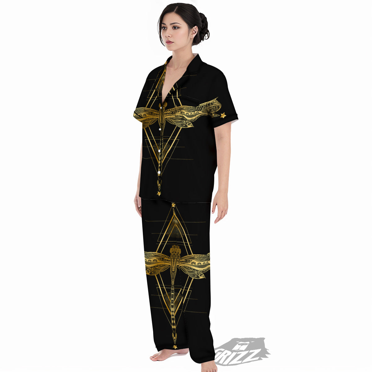 Dragonfly Boho Spiritual Print Women's Pajamas Set-grizzshop