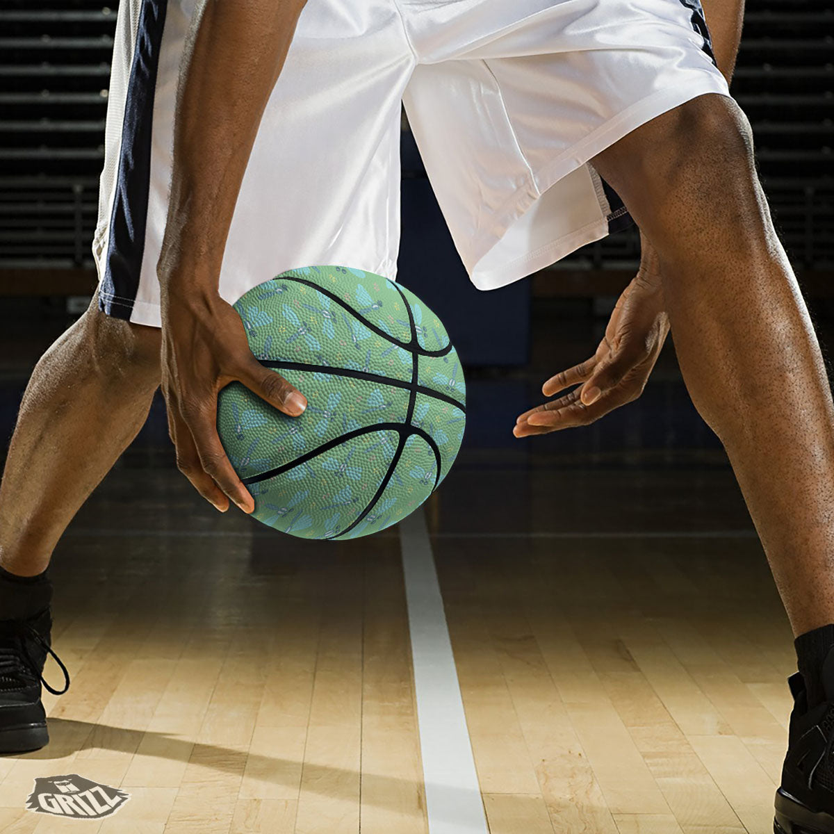 Dragonfly Green Print Pattern Basketball-grizzshop