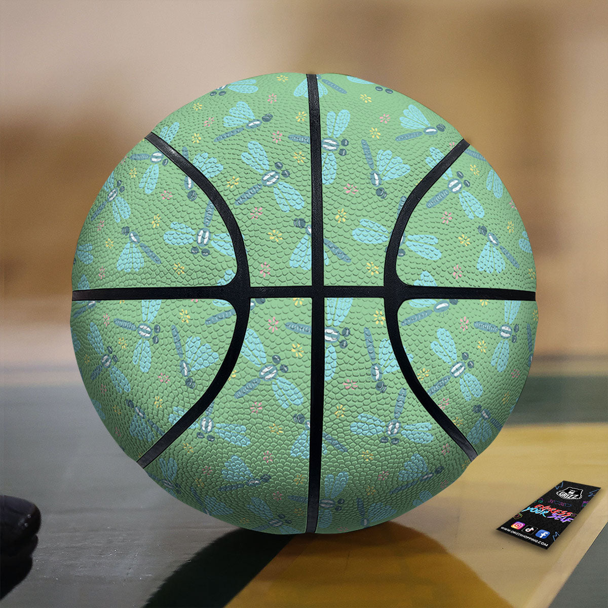 Dragonfly Green Print Pattern Basketball-grizzshop