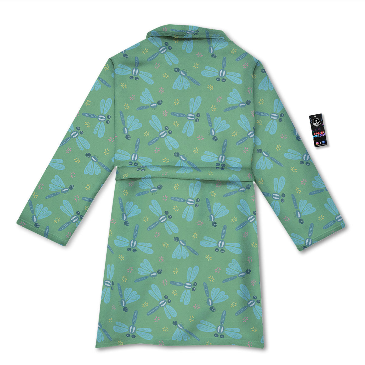 Dragonfly Green Print Pattern Bathrobe-grizzshop