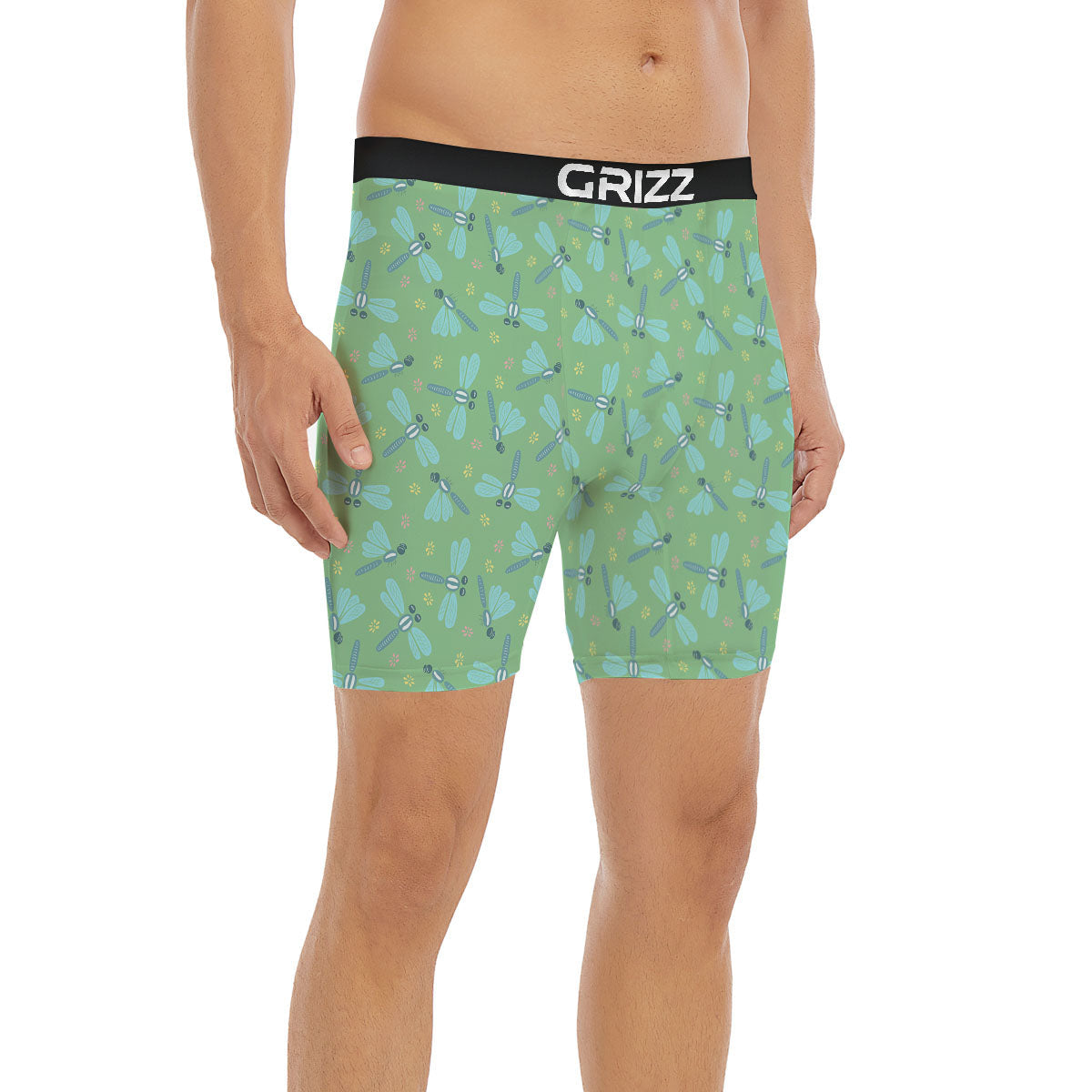Dragonfly Green Print Pattern Boxer Briefs-grizzshop