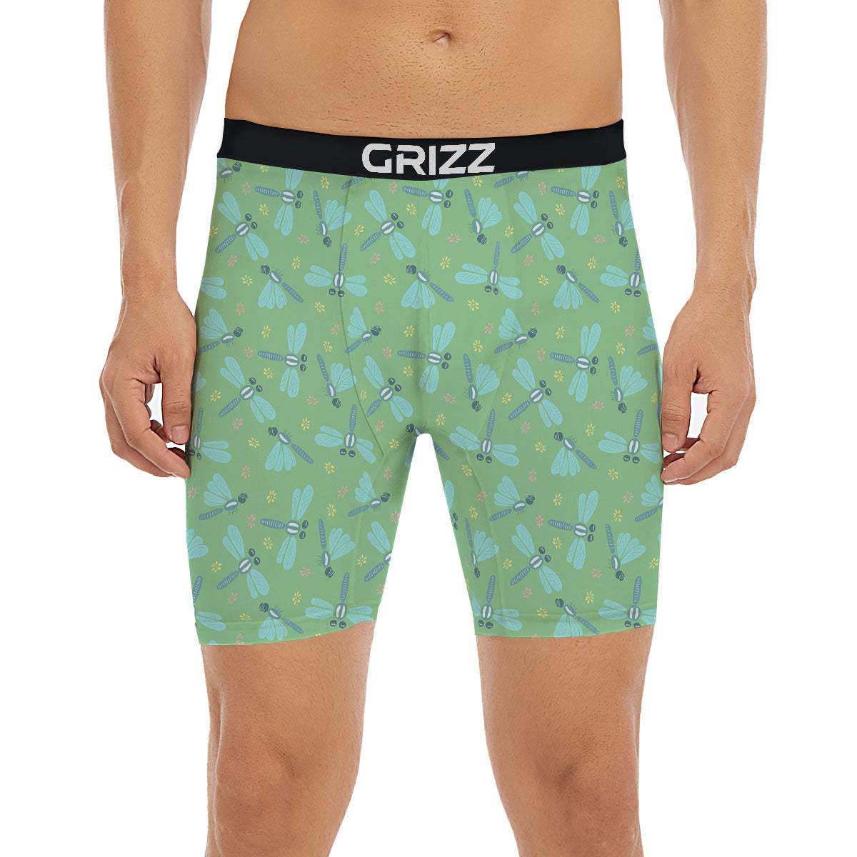 Dragonfly Green Print Pattern Boxer Briefs-grizzshop