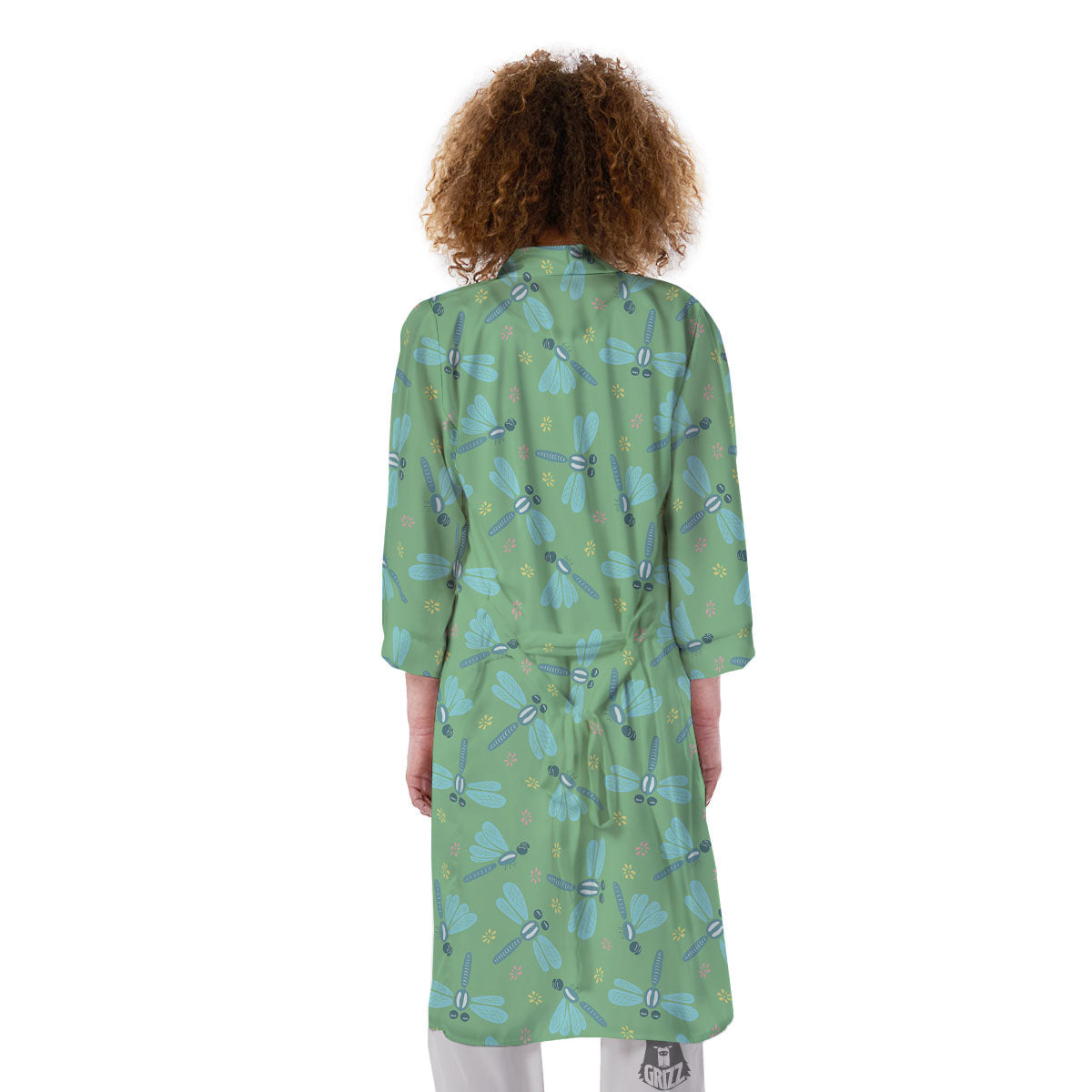 Dragonfly Green Print Pattern Kimono-grizzshop